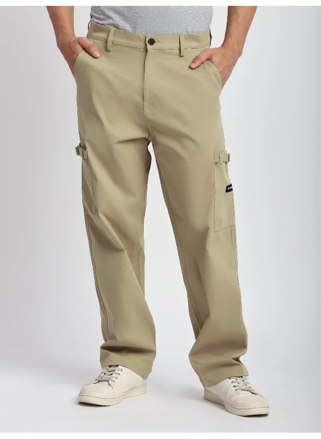 بيونغ Beige Buckle Pocket Cargo Pants