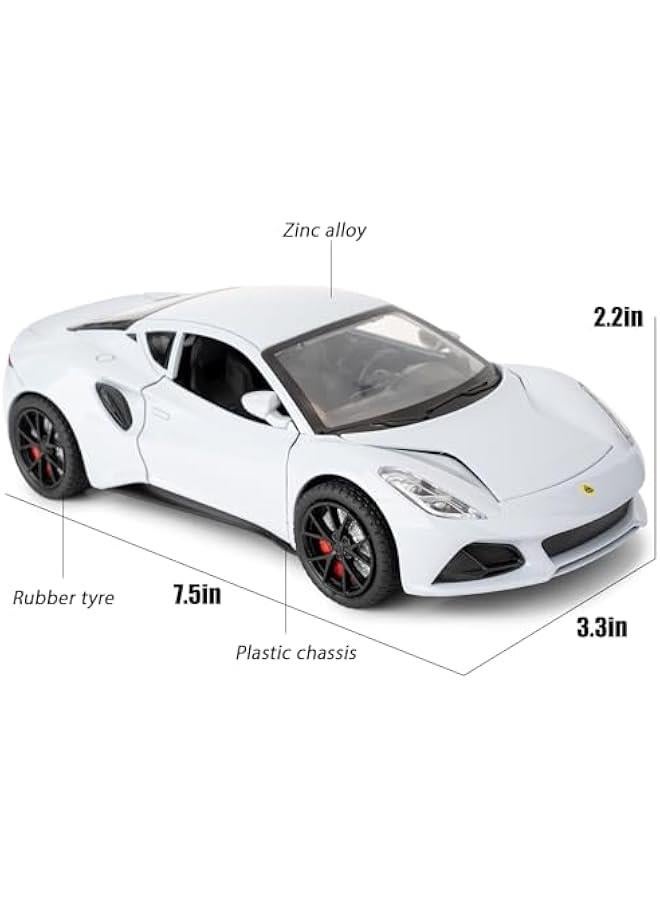 1/24 Lotus Emira Model Car, Zinc Alloy Pull Back Toy car with Sound and Light for Kids Boy Girl Gift(Gray)  - Image 2