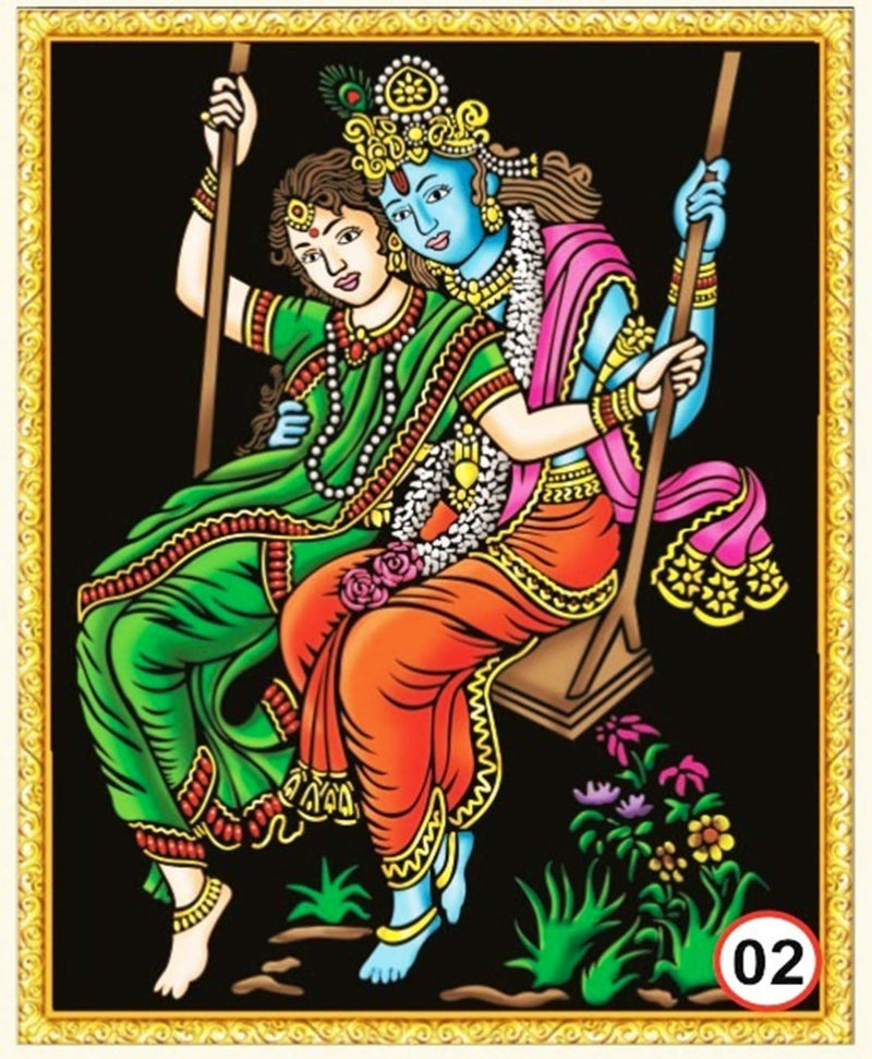 Rainbow DIY - Emboss Painting Kit, Lord Radha Krishna, Medium(13x19 inch), Design No. 02 - Image 1