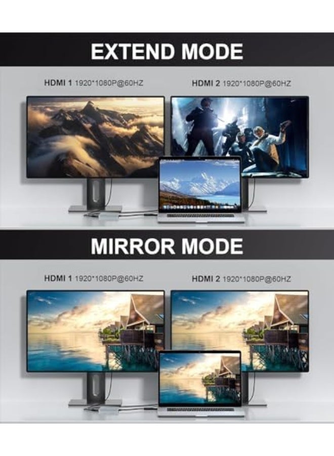 Updated USB 3.0 to Dual HDMI Adapter for Mac and Windows, USB C to HDMI Adapter for Two Monitors, 1080p Dual Monitor Splitter, Extended Display with Three Separate Screens - Image 2