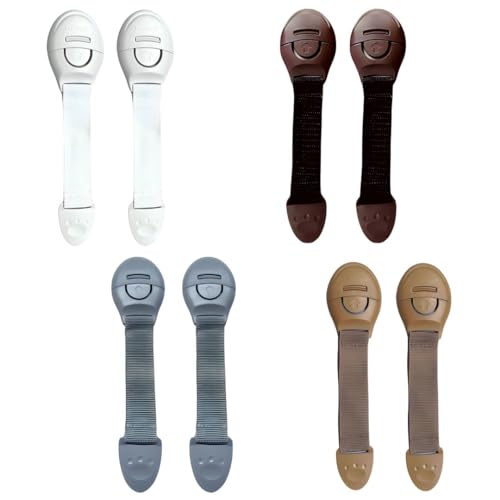 KidDough Furniture Safety Locks for Kids - Pack of 2 White + 2 Brown + 2 Beige + 2 Grey Child Locks, for Drawers, Cabinets, Fridge, Cupboard, Strong and Adhesive Safety Locks - Image 1