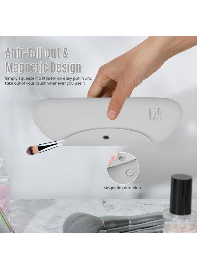 MAYCREATE Makeup Brush Holder Silicone Soft Travel Makeup Brushes Pouch Case, Portable Anti-Fall Out Cosmetics Face Brush Organizer Tool- Snap Button Closure, Blue-Green - Image 5