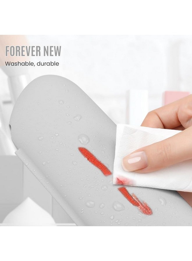 MAYCREATE Makeup Brush Holder Silicone Soft Travel Makeup Brushes Pouch Case, Portable Anti-Fall Out Cosmetics Face Brush Organizer Tool- Snap Button Closure, Blue-Green - Image 3