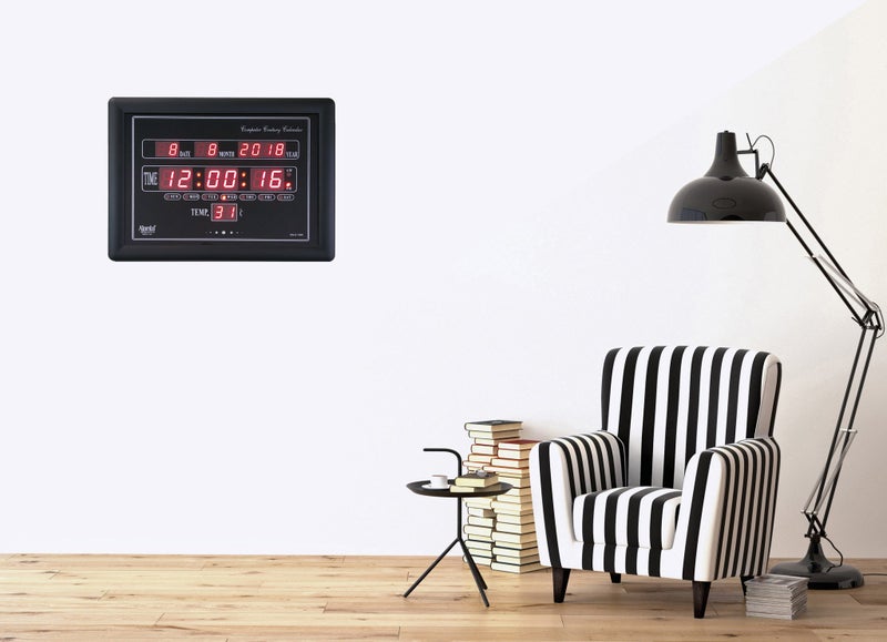 Ajanta Quartz Abstract Plastic Digital LED Rectangle Wall Clock OLC - 103 (39.6 cm x 29.6 cm x 3.5 cm, Black, Red) - Image 4