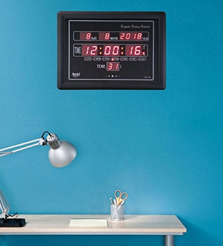 Ajanta Quartz Abstract Plastic Digital LED Rectangle Wall Clock OLC - 103 (39.6 cm x 29.6 cm x 3.5 cm, Black, Red) - Image 3
