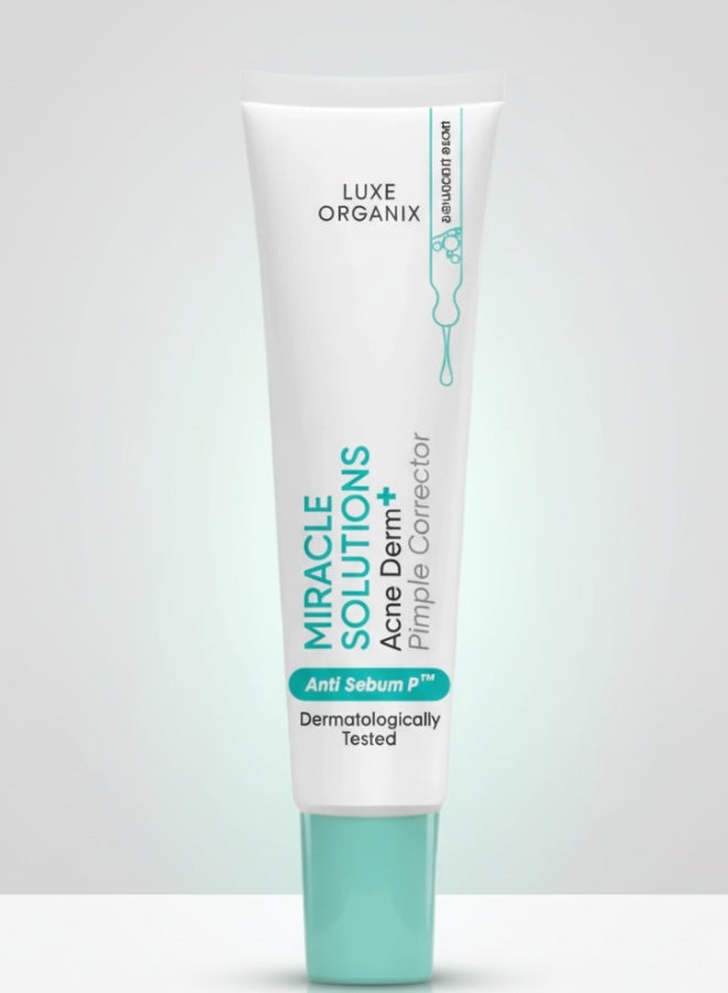 LUXE ORGANIX Miracle Solutions Acne Derm Pimple Corrector 20 g Anti Sebum P Fast Acting Spot Treatment for Acne and Blemishes - Image 1