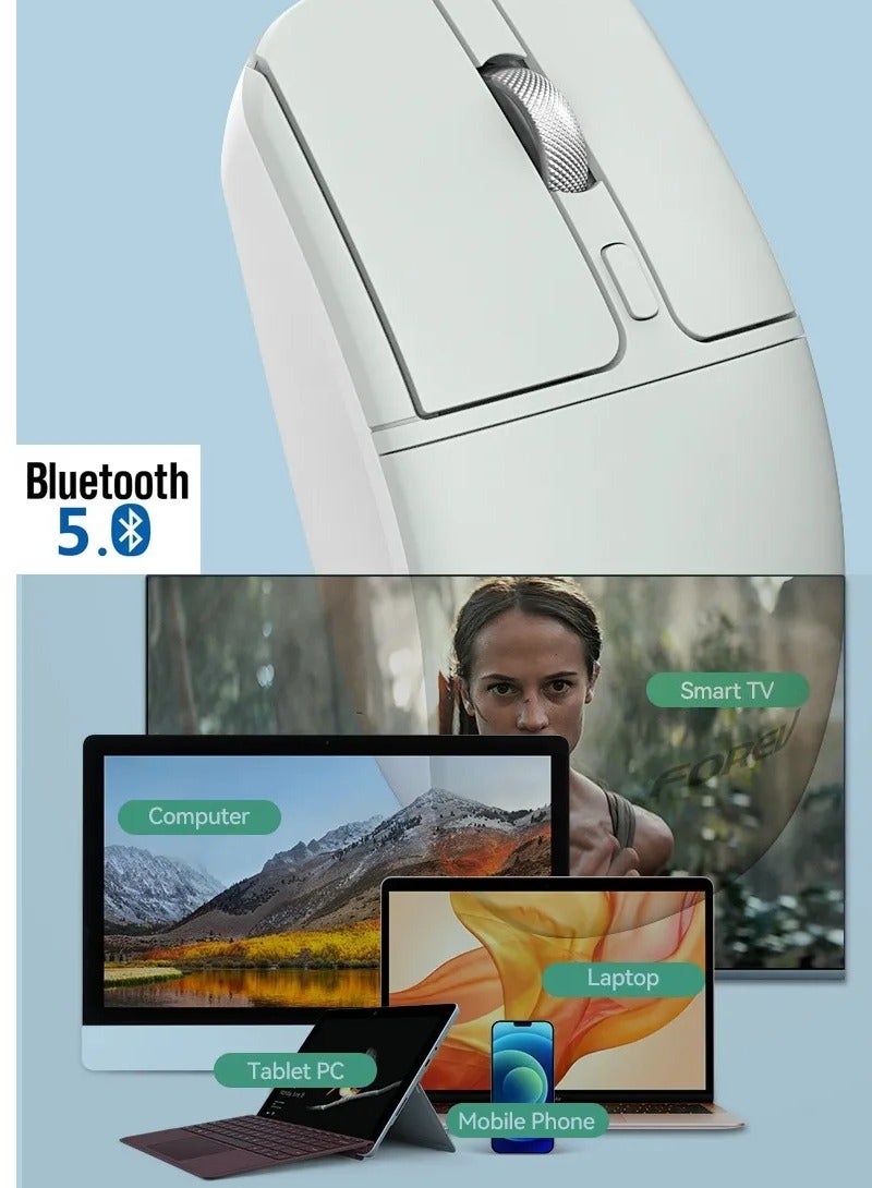 فوريف FV-386 ماوس لاسلكي بلوتوث 5.0 / 2.4 جيجا هرتز صامت - مدى 10 متر - 1600 نقطة في البوصة - 4 أزرار - تمرير معدني (بطارية) - Image 2