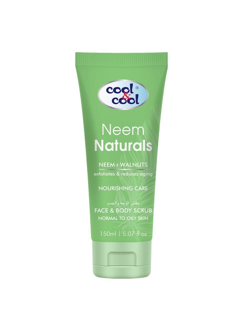 كول اند كول مقشر الوجه والجسم من كول آند كول نيم ناتشورالز للبشرة العادية إلى الدهنية | النيم والجوز يقشر ويرطب البشرة بلطف، 150 مل - Image 1