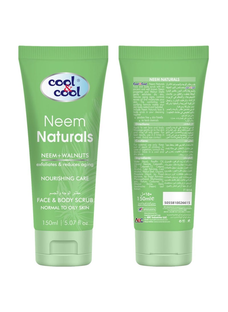 كول اند كول مقشر الوجه والجسم من كول آند كول نيم ناتشورالز للبشرة العادية إلى الدهنية | النيم والجوز يقشر ويرطب البشرة بلطف، 150 مل - Image 2