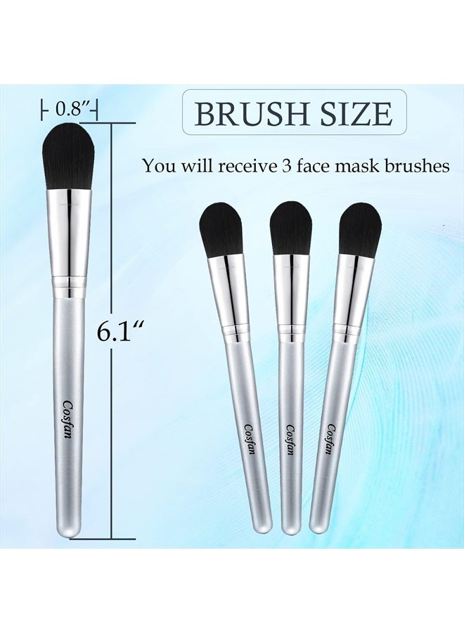 3 Pack Mask Brushes, Facial Mask Brush, Synthetic Bristle Foundation Makeup Brushes for Mud, Serum, Peel, Lotion and Facial Skin Care Products, Glycolic Peel Acidic Applicator Brush