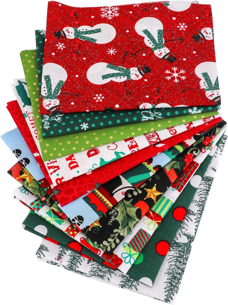 Konsait 10 Pieces 8x10 Random Christmas MultiColor Fabric Patchwork Cotton Mixed Squares Bundle for Sewing Quilting Craft DIY Scrapbooking - Image 3