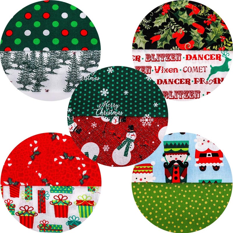 Konsait 10 Pieces 8x10 Random Christmas MultiColor Fabric Patchwork Cotton Mixed Squares Bundle for Sewing Quilting Craft DIY Scrapbooking - Image 5