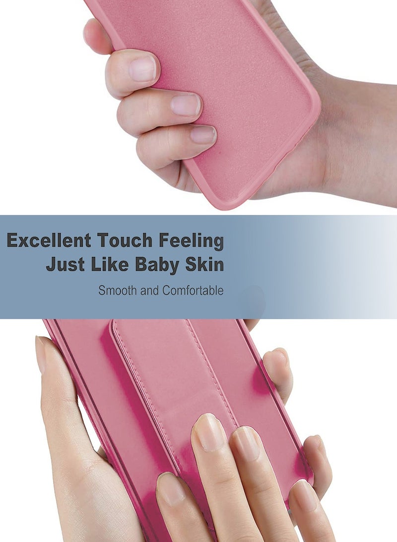 Wtech Xiaomi Redmi Note 14 Pro 5G 2024 Hand Grip Foldable Magnetic Kickstand Wrist Strap Finger Grip with Built-in Iron Case Cover - Pink - Image 4