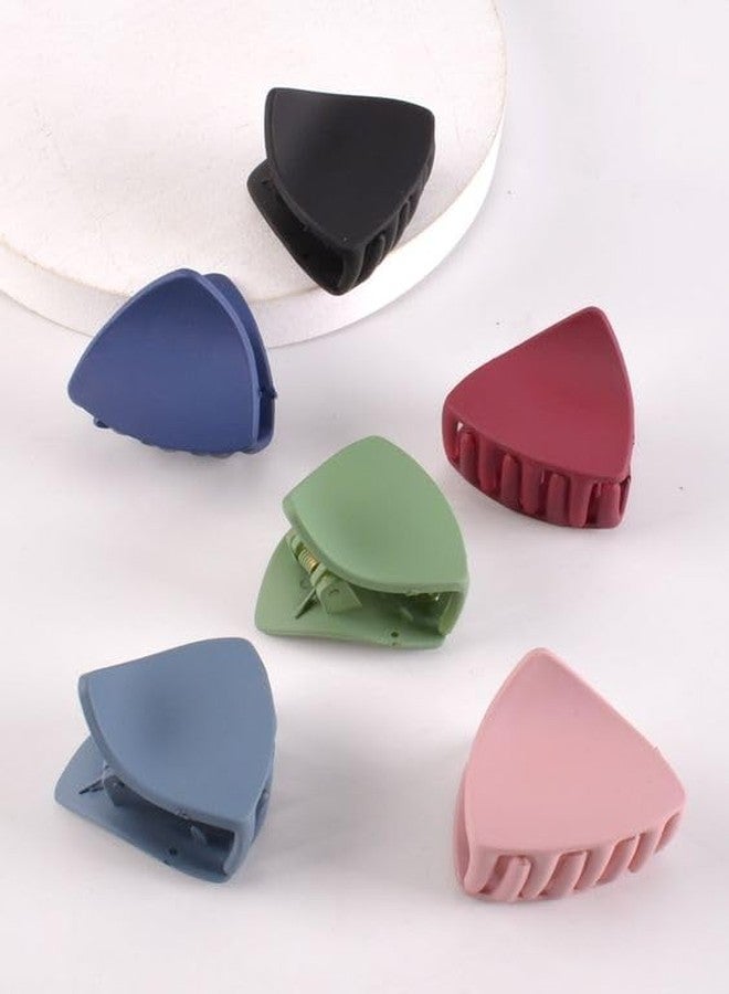 QUILBOOL Tringle Claw Clips, Hair Claw Clips For Women & Girls, 2.2 Inch Small Hair Clips, Medium Rectangle Claw Hair Clip, Matte Banana Jaw Clips For Thin Half Hair - 3pc MultiColor. - Image 1