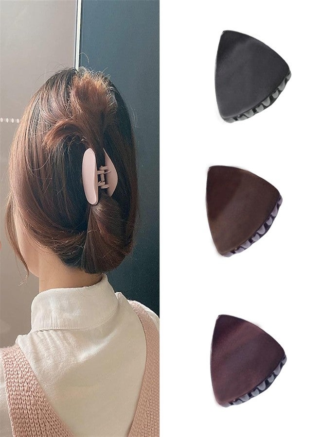 QUILBOOL Tringle Claw Clips, Hair Claw Clips For Women & Girls, 2.2 Inch Small Hair Clips, Medium Rectangle Claw Hair Clip, Matte Banana Jaw Clips For Thin Half Hair - 3pc MultiColor. - Image 3