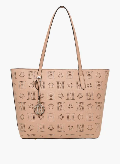 ELLE Laser Cut Tote Bag with Double Handle and Zip Closure