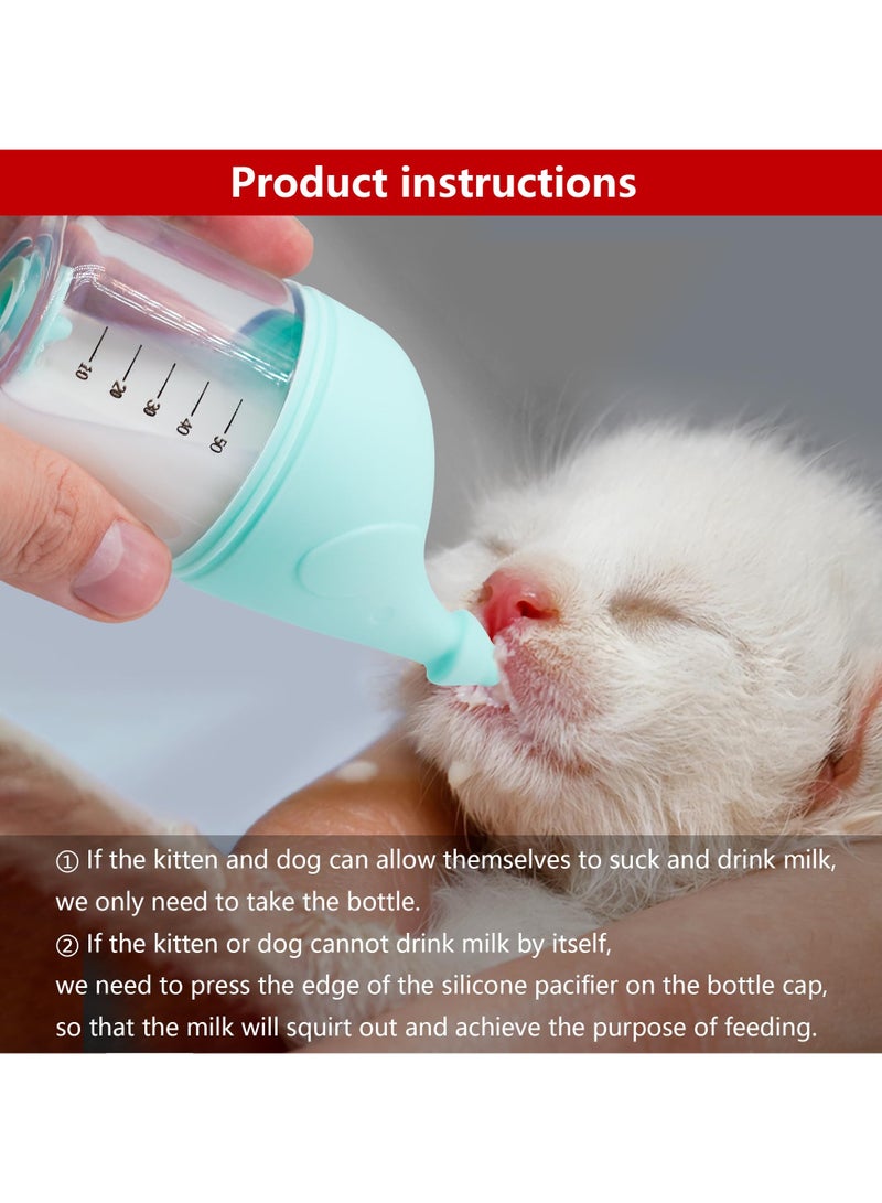 زجاجات للرضاعة للجراء، زجاجات للقطط الصغيرة للرضاعة، زجاجة رضاعة للحيوانات الأليفة، (البرتقالي - 50 مل) - Image 3