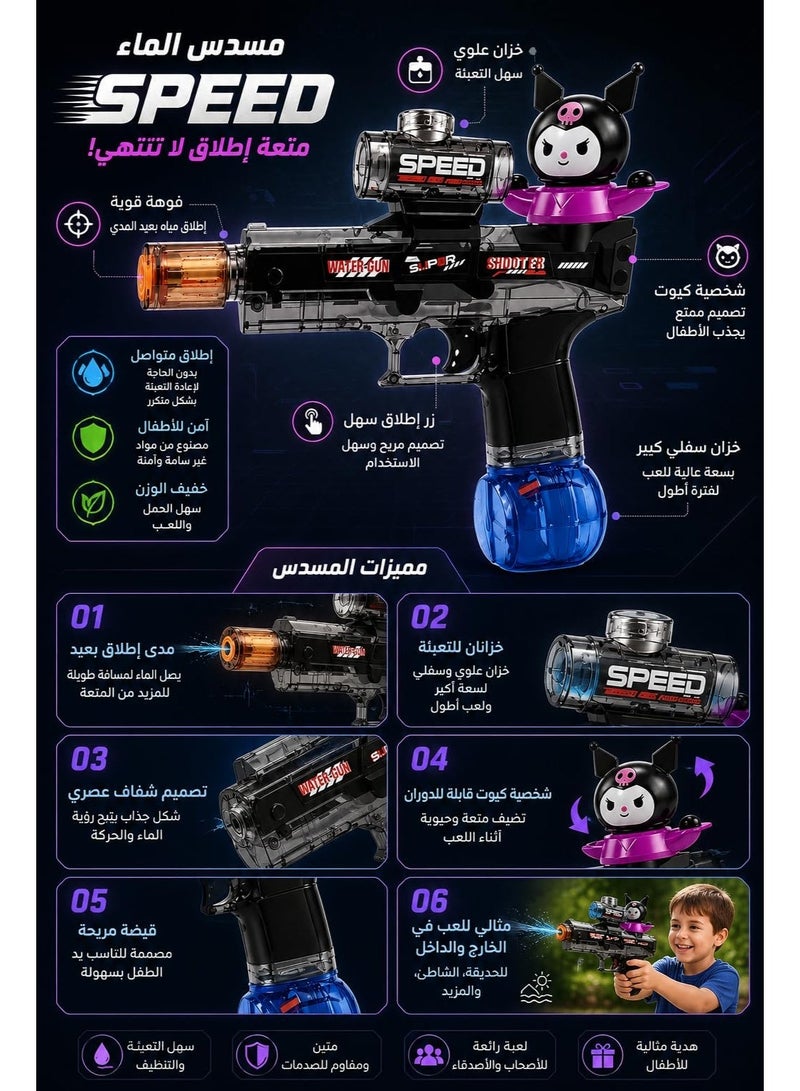 في جراسب مسدس مياه عالي السرعة بخزان مياه مدمج – إطلاق مستمر للمياه بتصميم عصري – لعبة خارجية للمرح والأنشطة الصيفية – مقاس ٢٤ × ١٦ × ٦ سم - Image 5