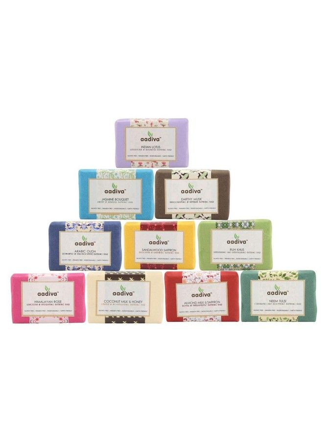 Aadiva Family Pack Luxury Handmade Bathing Soaps Combo Of 10 Soaps 100G Each (Mix Variant Of Floral Exotic And Herbal) Multicolor - Image 2