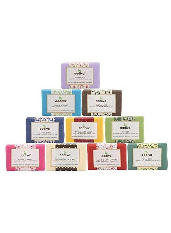 Aadiva Family Pack Luxury Handmade Bathing Soaps Combo Of 10 Soaps 100G Each (Mix Variant Of Floral Exotic And Herbal) Multicolor - Image 3