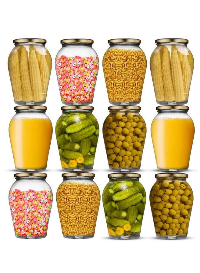 Ash & Roh Big Pot Glass Jar Kitchen Storage Glass Jars & Containers With Airtight Metal Lid - (1000 Ml /1 Ltr /1 Kg) - Set Of (12) - Clear - Image 1