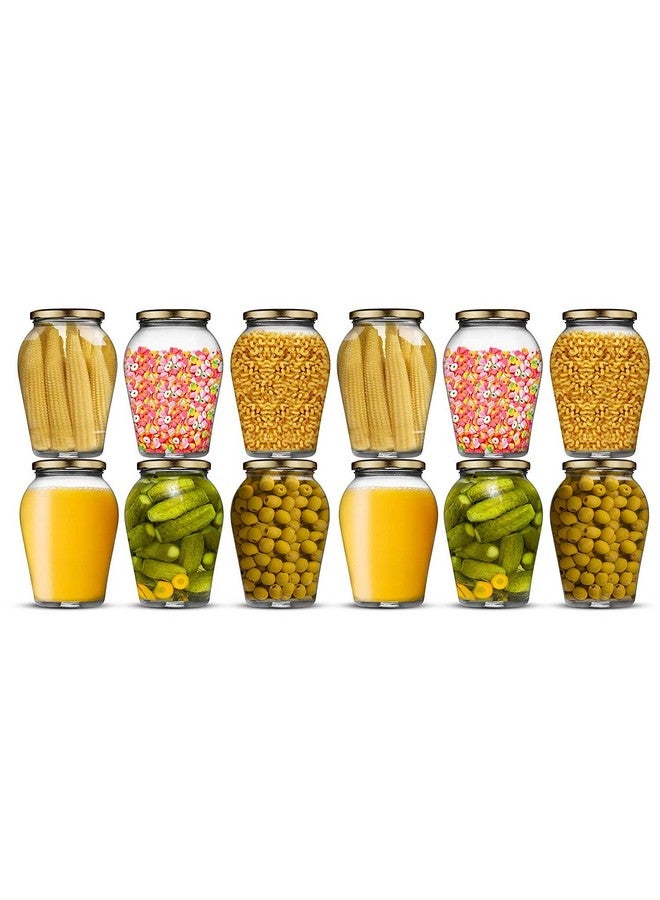 Ash & Roh Big Pot Glass Jar Kitchen Storage Glass Jars & Containers With Airtight Metal Lid - (1000 Ml /1 Ltr /1 Kg) - Set Of (12) - Clear - Image 2