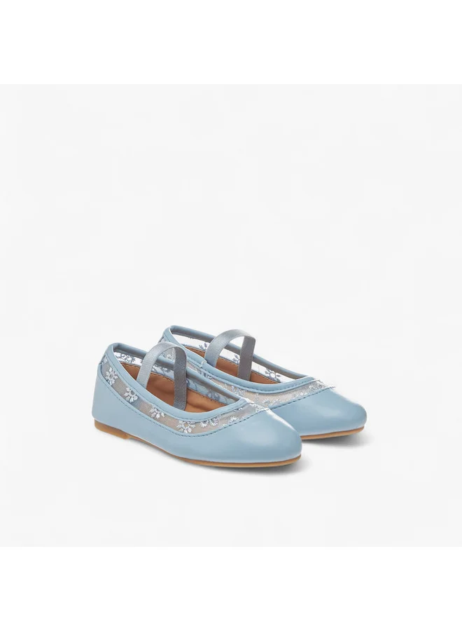 فلورا بيلا من شو إكسبرس Girls Embroidered Ballerina Shoes with Elasticated Strap