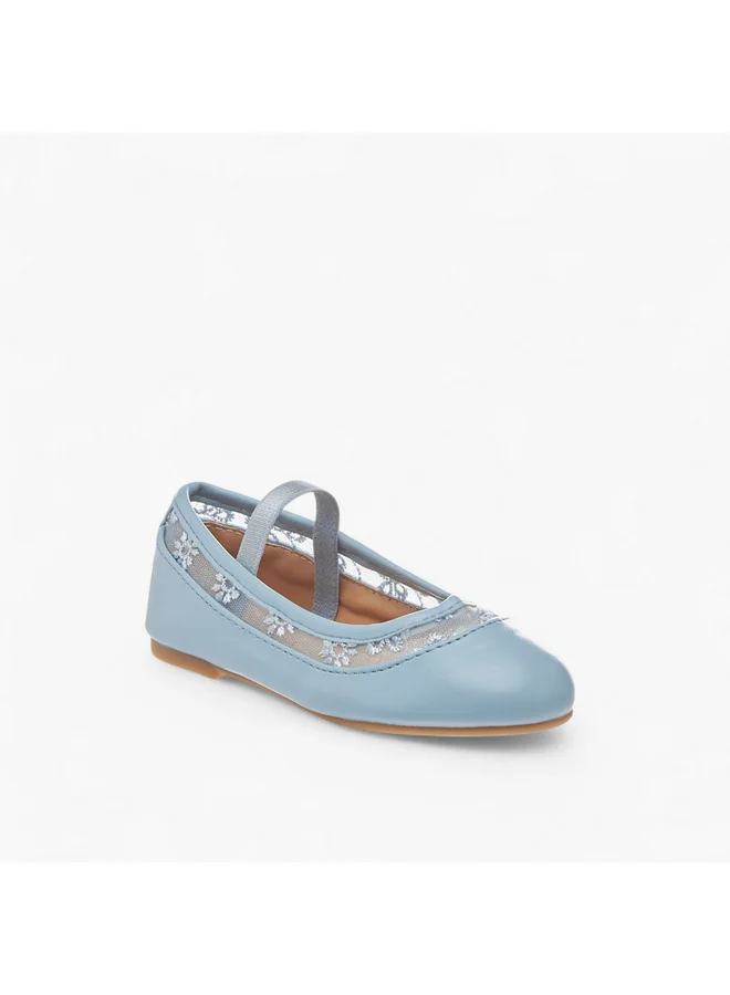 فلورا بيلا من شو إكسبرس Girls Embroidered Ballerina Shoes with Elasticated Strap