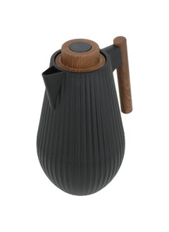 Alsaif Gallery Liar Thermos Matte Black With Wooden Handle 1L  - Image 2