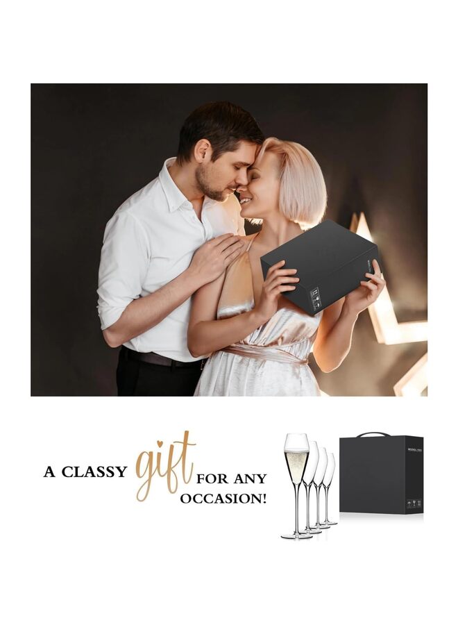 4PCS Champagne Flutes Glasses Ideal for Weddings Anniversaries Christmas Special Days 8.5 Oz - Image 3