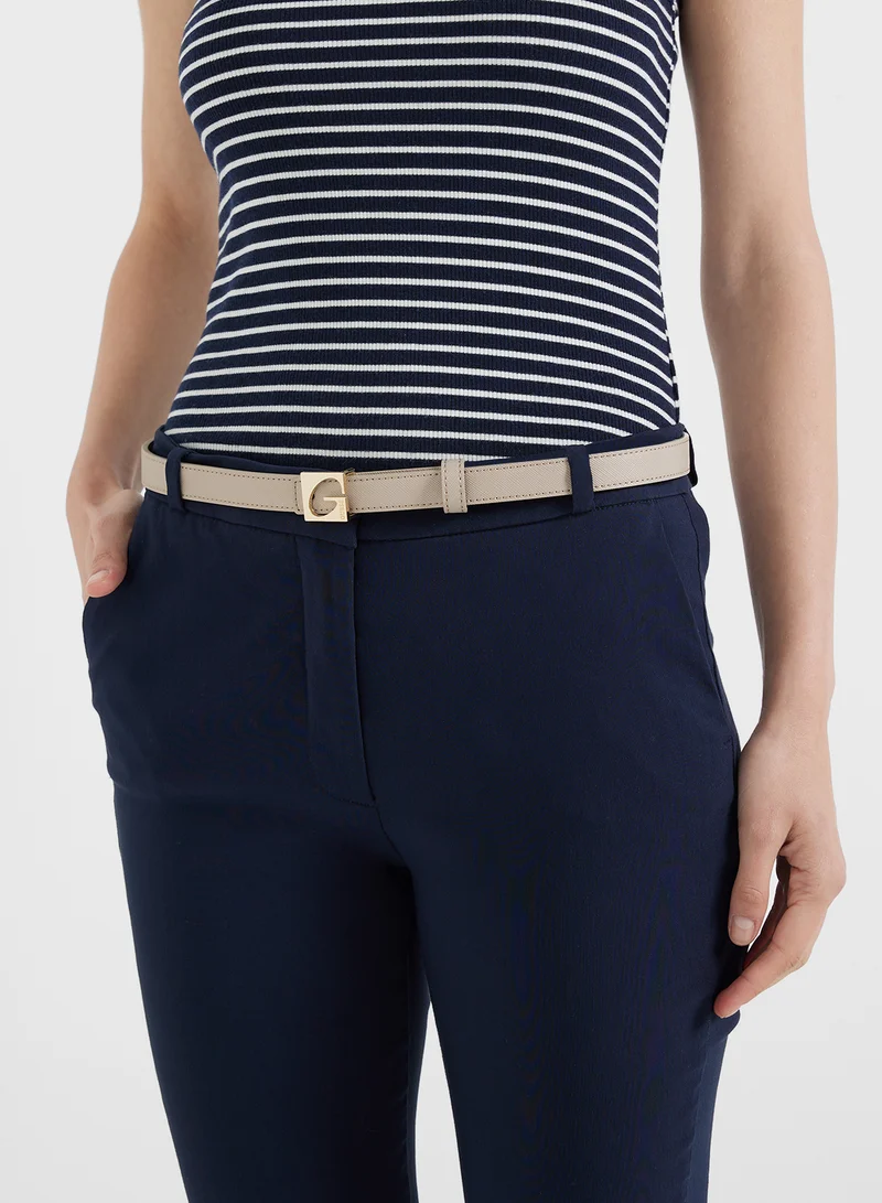 جس Logo Detailed None Allocated Hole  Belt