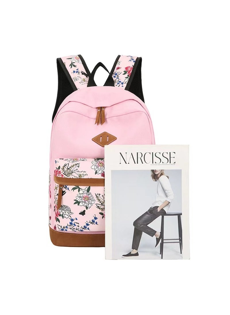 SIJINIAO - 2024 New Polyester Printed Zipper Children's Backpack Set Pink/Blue - Image 1