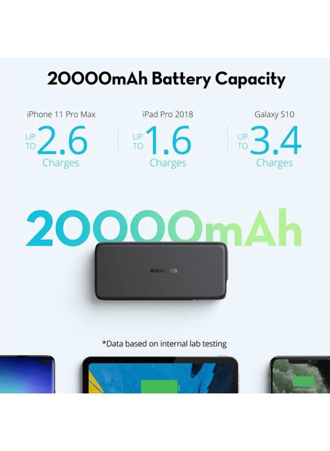 راف باور باور بنك بيونير بمنفذ مزدوج معتمد من MFi 20000 mAh أسود - Image 3