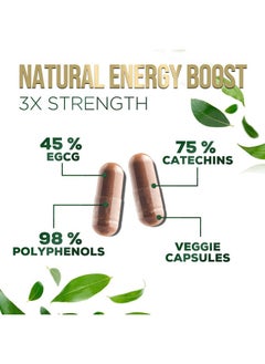 Nature's Nutrition Green Tea Extract Capsules 1000mg 98% Standardized EGCG - 3X Strength for Natural Energy - Heart Support with Polyphenols - Gentle Caffeine - 240 Capsules  - Image 3