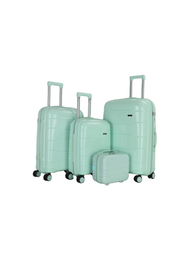 اتش تي مجموعة أمتعة H.T المكونة من 4 قطع – حقائب سفر متينة ذات هيكل صلب مع عجلات دوارة ومقبض تلسكوبي وسحابات مقاومة للسرقة (13/20/24/28 بوصة، 13.5/49/80/116 لتر، مجموعة سفر خفيفة الوزن، أخضر فاتح) - Image 2