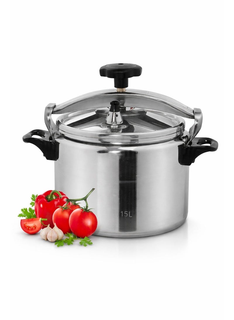 Flexy 15Liters FPC15L30CN - 15L Pressure Cooker – High Quality Aluminum Body, Fast Cooking, Safety Lock System, Energy Saving, Nutrient Retention, 2-Year Warranty silver - Image 1