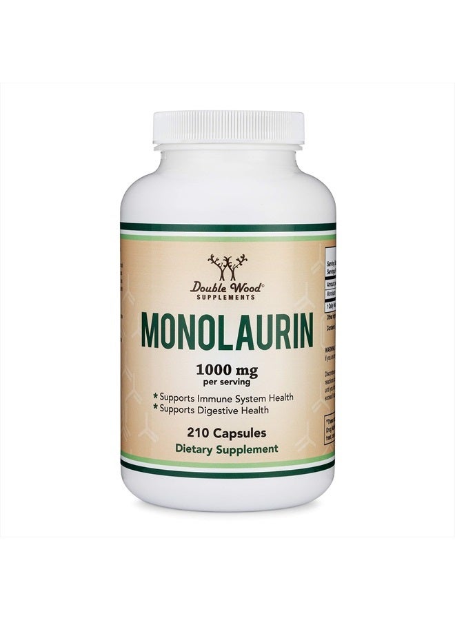 Double Wood Supplements مكمل دعم المناعة مونو لورين 1,000 ملغ لكل حصة، 210 كبسولة (آمن للنباتيين، غير معدل وراثيًا، خالي من الغلوتين، مصنع في الولايات المتحدة الأمريكية) معزز المناعة للبالغين، دفاع نظام المناعة من دابل وود - Image 4