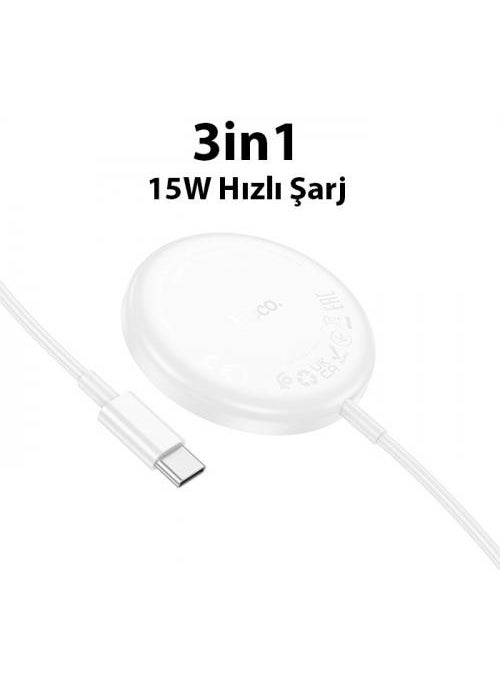 Coofbe - Hc Serial Current Protection Magsafe 15W 3in1 iPhone Charger Apple Watch Charger Headphone Charging Stand - Image 1
