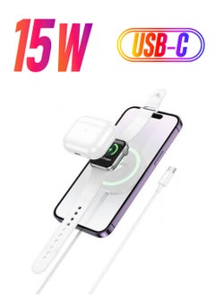 Hc Serial Current Protection Magsafe 15W 3in1 iPhone Charger Apple Watch Charger Headphone Charging Stand
