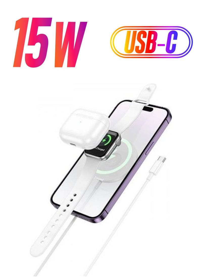 Coofbe - Hc Serial Current Protection Magsafe 15W 3in1 iPhone Charger Apple Watch Charger Headphone Charging Stand - Image 1