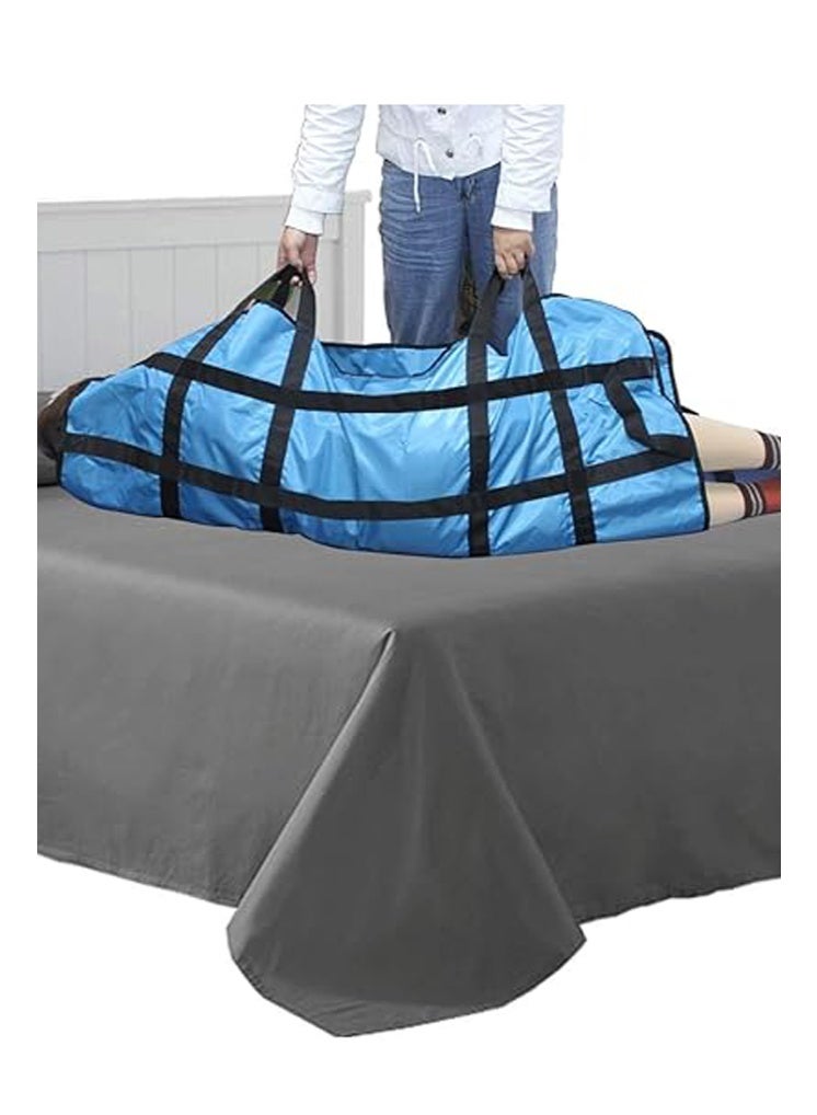 Multipurpose 48" x 40" Positioning Bed Pad with Reinforced Handles - Reusable & Washable Transfer Sheet for Turning, Lifting & Repositioning - Double-Sided Nylon Fabric, Blue - Image 3