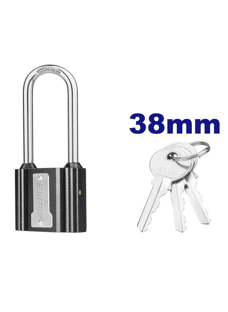 EMTOP EMTOP Long Iron Security Padlock - 38mm with 3 Keys 