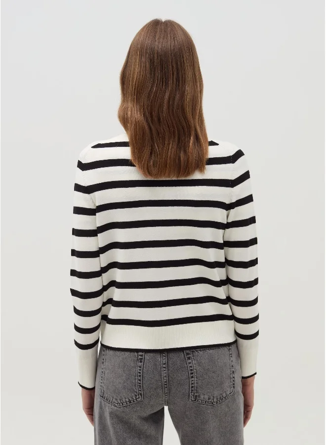 Ovs Striped cardigan with round neck