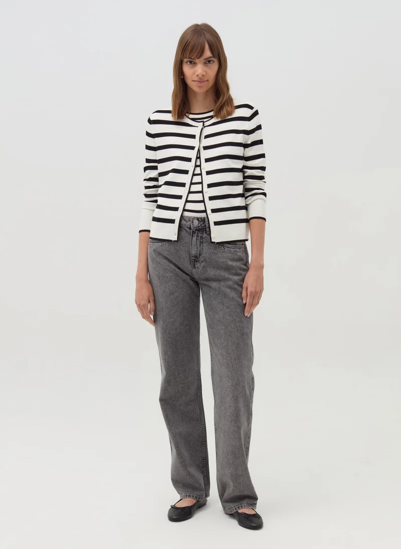 Ovs Striped cardigan with round neck