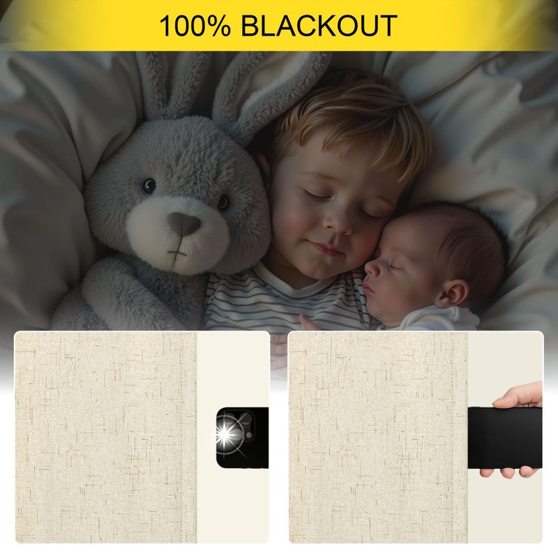 Pitalk Darkening Curtains for Bedroom 72 Inch Length 2 Panels Coastal Linen Textured Blackout Curtains for Nursery Room Divider Office Cabin Closet Draft Blocking Block Out Kids Drape 52x72 Long Sand Beige - Image 4