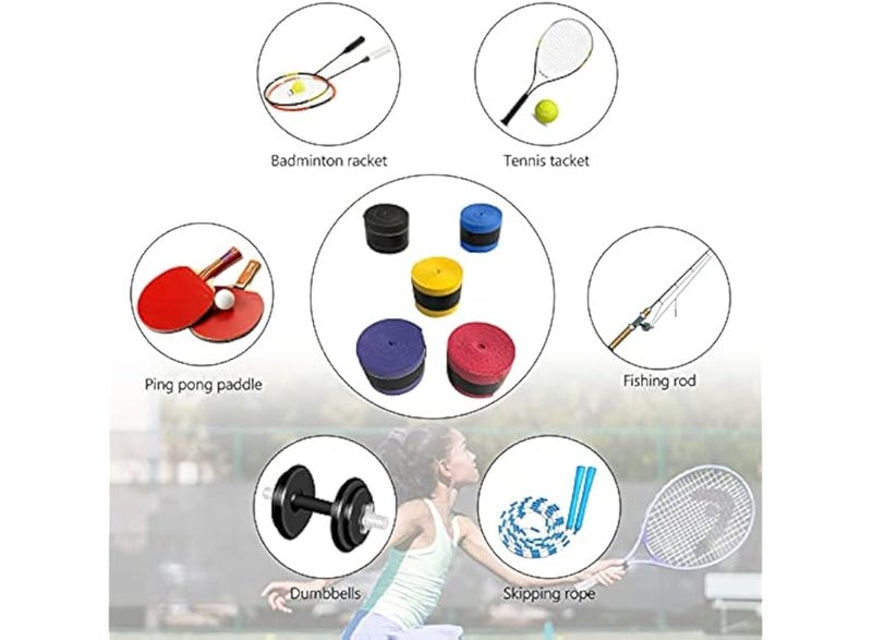 Shock-absorbing racket and badminton handle with superior grip, anti-slip strip design, handle and grip strip for racket, tennis, table tennis and badminton rackets, 5 pieces - Image 5