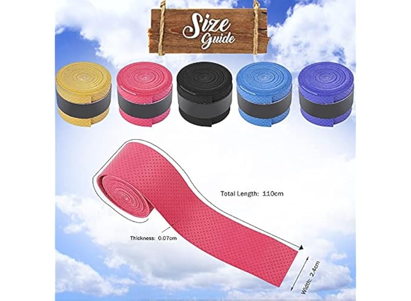 Shock-absorbing racket and badminton handle with superior grip, anti-slip strip design, handle and grip strip for racket, tennis, table tennis and badminton rackets, 5 pieces - Image 2