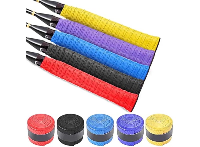 Shock-absorbing racket and badminton handle with superior grip, anti-slip strip design, handle and grip strip for racket, tennis, table tennis and badminton rackets, 5 pieces - Image 1