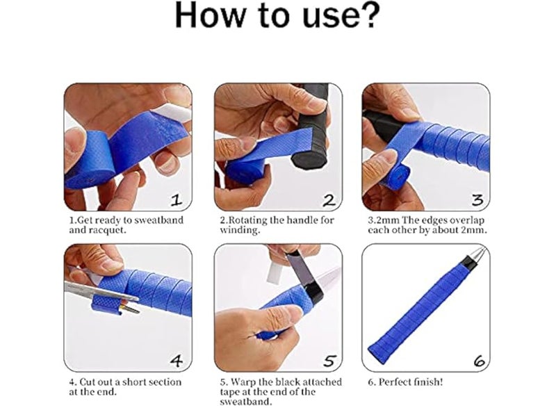 Shock-absorbing racket and badminton handle with superior grip, anti-slip strip design, handle and grip strip for racket, tennis, table tennis and badminton rackets, 5 pieces - Image 4