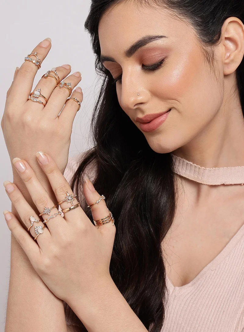 SOHI Set of 15 Contemporary Artificial Ring Jewellery
